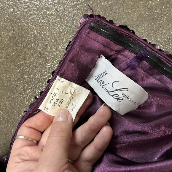 Mori Lee Dress Womens 0 Purple Sequin Strapless Sweetheart Mini‎ Party Cocktail - Picture 2 of 7